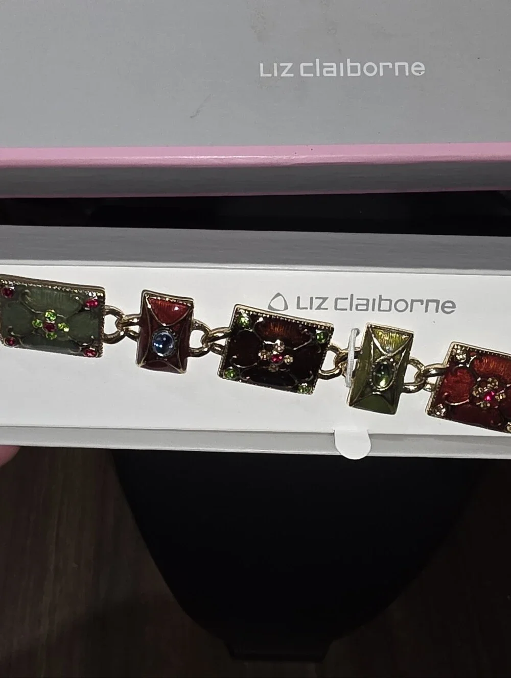 Vintage Liz Claiborne Gold-Tone Multicolor Enamel Bracelet